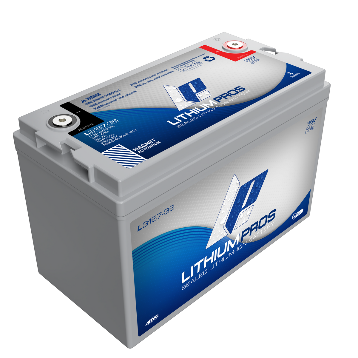 Lithium Pros L3167-36 36V 67Ah BlueTooth Lithium Ion Trolling Battery